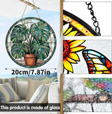 VAIIEYO Monstera Leaf Sun Catcher Stained Glass Window Hanging Ornament, Monstera Plant Sun Catcher Decoration, Plant Lover Decor, Plant Lover Gifts, Mother's Day Birthday Housewarming Gift 7.8 inch