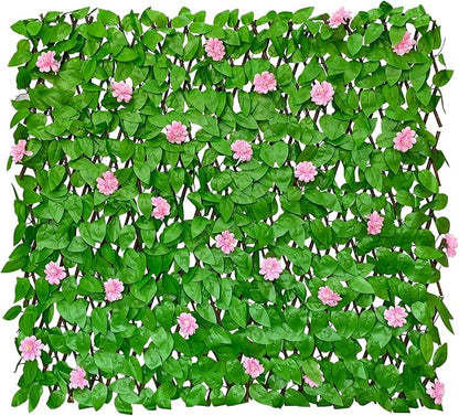 GLANT Expandable Fence Privacy Screen for Balcony Patio Outdoor,Decorative Faux Ivy Fencing Panel,Artificial Hedges (Single Sided Leaves) (2, HongGuo)