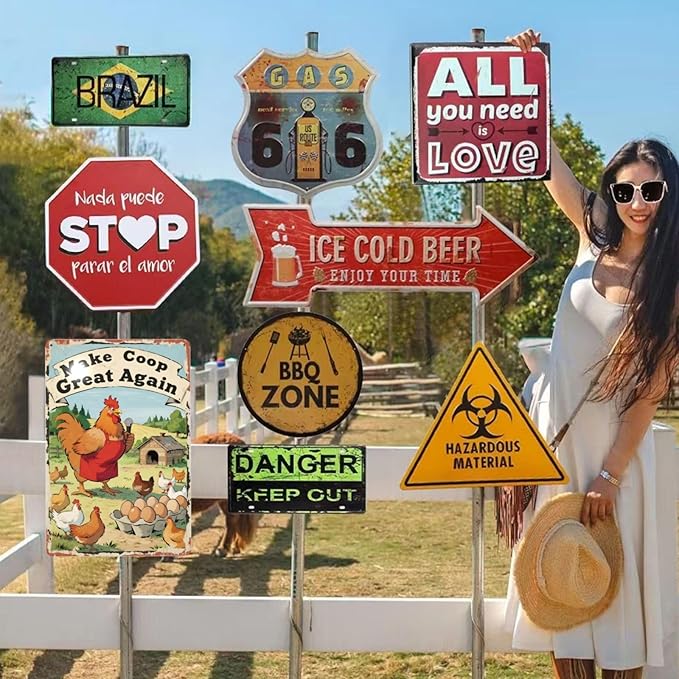 Funny Chicken Coop Signs and Accessories, Make Farming Great Again, Patriotic Farmhouse Metal Wall Art for Coop Farm Stand Chicken Farm Fresh Butt Nuggets Sign 8×12 Inch (yellow chicken coop)