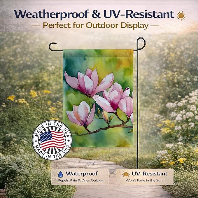 Caroline's Treasures Mississippi Magnolia in Watercolor Garden Flag Mailbox Flag Decorative Yard Flag Banner Outside Patio Artwork Yard Flower Beds, Garden Size, Multicolor