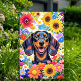 BlissYard Spring Garden Flag 12x18 Double Sided Dachshund Sunflower Seasonal Small Flags For Outside Outdoor Decor Yard Farmhouse Holiday Spring Summer Decorations Yard Flags