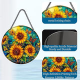 Plexiglas Sunflower Suncatcher Window Hanging - Sun Catchers for Windows Hanging - Hand Painted Suncatcher Garden Ornaments Christmas Mother's Day, Valentine's Day Ornaments