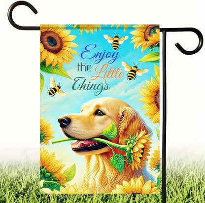 BlissYard Golden Retriever Garden Flag 12x18 Inch Double Sided Yard Banner with Sunflower and Bee Design Spring Summer Farmhouse Outdoor Lawn Porch Decoration