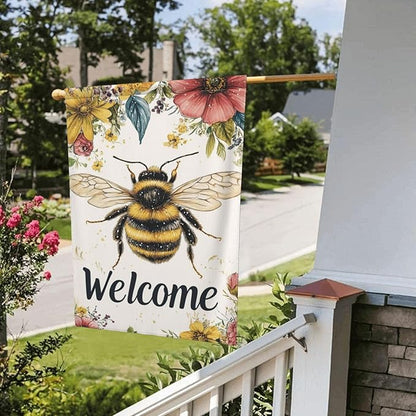 Bee Welcome Garden Flags 12×18 Inch Double Sided Decorative Yard Banner Seasonal Flag for Outdoor Outside Decor