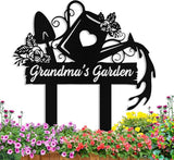 Personalized Metal Garden Signs with Stake, Custom Garden Tool Signs Decor Outside Waterproof, Customized Name Sign Yard Lawn Gardens Decor Gardening Gifts for Moms Grandmas Gardeners