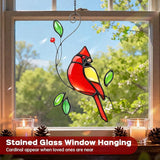 Cardinal Stained Glass Window Hanging for Mother's Day, IDEA SHOW Red Cardinal Suncatcher, Real Glass Window Hanging Ornament, Handmade Bird Home Decor Memorial Gift for Women, Mom, Bird Lover