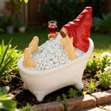 Toncoke Garden Gnomes for Outdoor, 7 Inch Gnomes Decorations for Yard, Gnome Garden Decor for Home Patio Lawn, Gnomes Gifts for Women Spring Summer Christmas Halloween (Bathtub & Wine Glass)