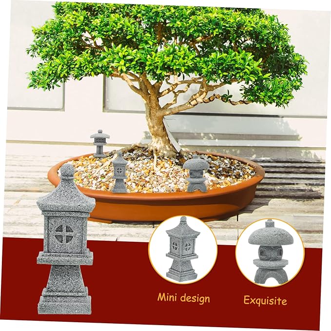 STOBOK 3pcs Sandstone Pavilion Garden Decorations Pavilion Shape Landscape Ornaments for Outdoor Decor Miniature Garden Accessories for Terrariums and Bonsai Display