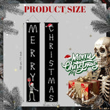 Gothic Christmas Door Banner Gothic Skeleton Christmas Decor for Outdoor, Spooky Skeleton Hanging Merry Xmas Porch Door Sign for Outside Yard Party Decor