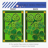 St Patricks Day Garden Flags Spring Green Shamrock Lucky Clover Holiday Yard Flag Porch Lawn Decorations 12x18 Double Sided Buffalo Plaid Saint for Farmhouse Holiday Happy St Patricks Day Outside