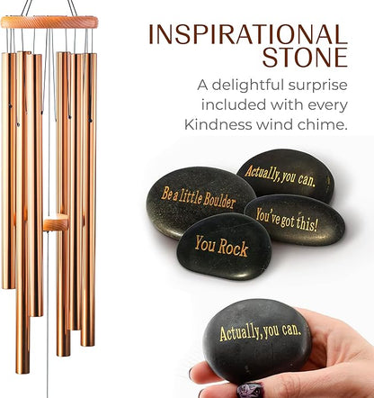 UpBlend XL Wind Chimes for Outside Gift – Deep Tone Wind Chime with Decorative Stone – Garden and Patio Décor for Porch or Yard, Elegant Outdoor Ornament, Meaningful Gift for Neighbors. 41” Bronze.
