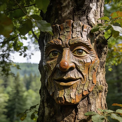 Whimsical Tree Face Outdoor Statues Garden Decoration, Old Man Resin Statue Outdoor Tree Hugger for Yard Art, Trees Decorations Outdoor Wallmounted Statue