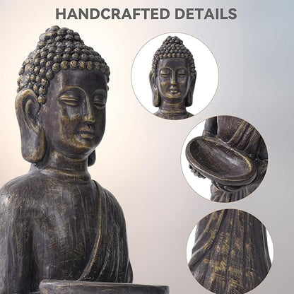 42" Extra-Large Buddha Outdoor Statue, Tall Zen Meditative Buddha Figures, Durable Weatherproof MGO Sculpture for Garden, Patio, Yard, Porch or Indoor, Gold-Black Antique Finish Home Decor Gift
