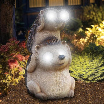 Banax Hedgehog Solar Garden Ornaments, Waterproof LED Garden, Resin Fairytale Art Ornament Outdoor Solar Statues, Hedgehog Statue Gift for Family, Friends & Colleagues Yard Lawn