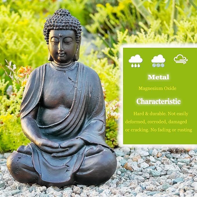 15" Buddha Statue Outdoor, Buddha Statues for Home Decor Indoor, Zen Decor Buda Garden Statues for Yard, Patio Gift