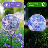 Solar Lights Outdoor Decorative Solar Mosaic Garden Stakes Cracked Glass Decorative Waterproof Outdoor Lights for Landscape Patio Yard Walkway Decoration Purple