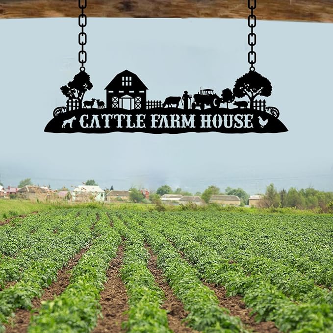 Personalized Metal Farm Sign, Customized Family Name Ranch Sign, Large Last Name Sign for Farmhouse Decoration, Outdoor Farm Wall Art, Welcome Sign, Entrance Gate Sign, Farm Lovers Gift, Garden Decor