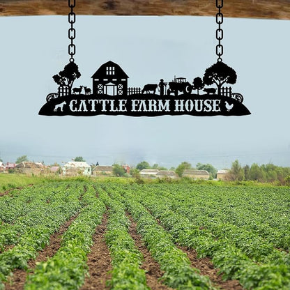 Personalized Metal Farm Sign, Customized Family Name Ranch Sign, Large Last Name Sign for Farmhouse Decoration, Outdoor Farm Wall Art, Welcome Sign, Entrance Gate Sign, Farm Lovers Gift, Garden Decor