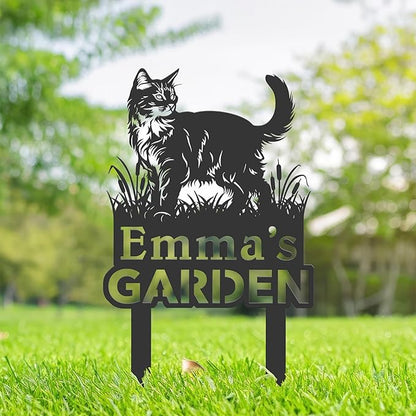 Personalized Cute Cat Kitten Metal Garden Sign,Custom Yard Sign With Stake,Outdoor Garden Décor,Pet Cat Lawn Garden Decorated Statue,Cat Sympathy Yard Metal Sign,Cat Lover Gifts Kailyard Plaque.