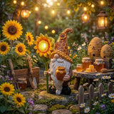 Lyeasw Solar Garden Gnome Statues with Sunflower Light - Outdoor Yard Decor - Honey Pot Gnome Figurines for Patio Lawn Walkway & Backyard, Unique Welcome Garden Gifts for Mom & Grandma