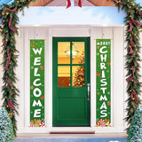 Ivenf Outdoor Christmas Decorations Yard: Cute Green White Front Porch Sign Banner, Welcome Merry Christmas Candy Decorations for Home, Indoor Outdoor Xmas Wall Front Door Yard Garage Décor