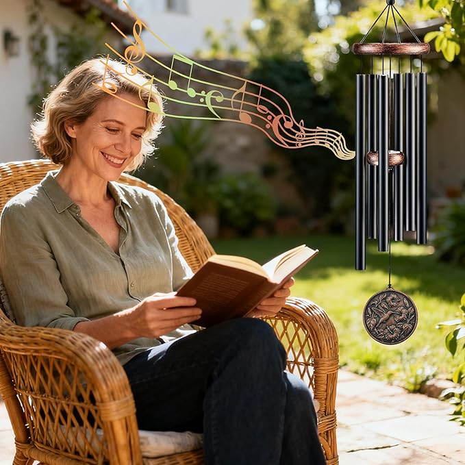 Hummingbird Wind Chimes for Outside, Sympathy Gift for Men Women, 32 in Resin 3D Hummingbird Relief Windchimes for Yard Patio Garden Decor