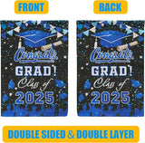 PAMBO Graduation Garden Flag Class of 2025, Blue Congrats Grade Flag for Outside Hanging Decors 12x18 Inch Burlap
