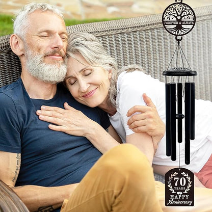 37'' 70th Anniversary Wind Chime Gifts,Golden Anniversary Keepsake Gifts Ideas,Happy 70th Decorations for Parents, Couples, Husband, Wife, Friends