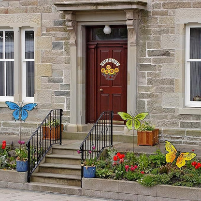 Sunflower Welcome Sign Metal Hanging Welcome Plaque for Wall Front Door - Decorative Flower Yard Signs Spring Wreath Decor for Garden Porch Patio Backyard (C)