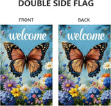Large Spring Summer Garden Flags for Outside 28 x 40 Double Sided, Burlap Spring Summer House Flags, Seasonal Outdoor Flags Butterfly Flowers Farmhouse Yard Decorations
