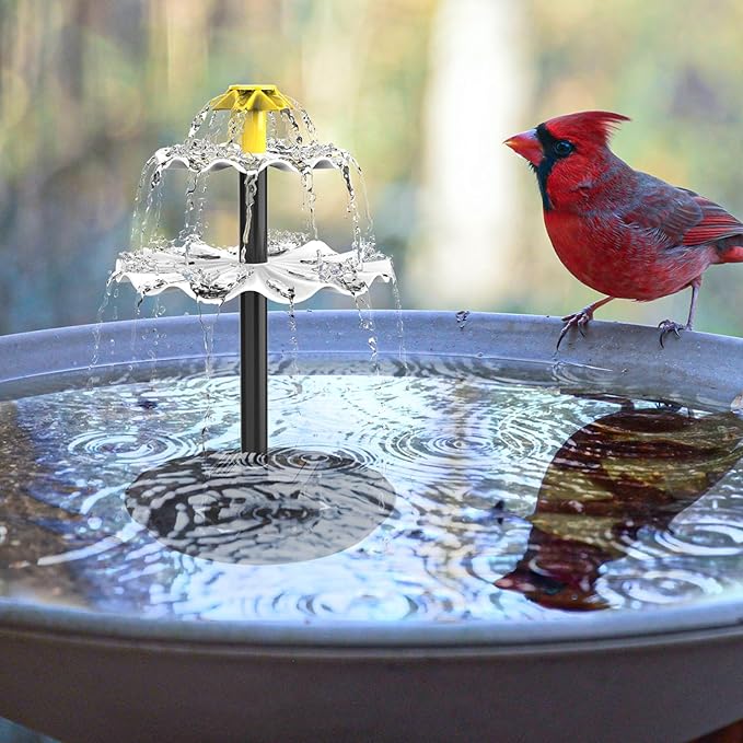 Solar Fountain 2-Tier 2.5W Solar Water Fountain DIY Decorative Pump with Tray and 300cm Cable Water Pump for Bird Bath Garden Pond Pool