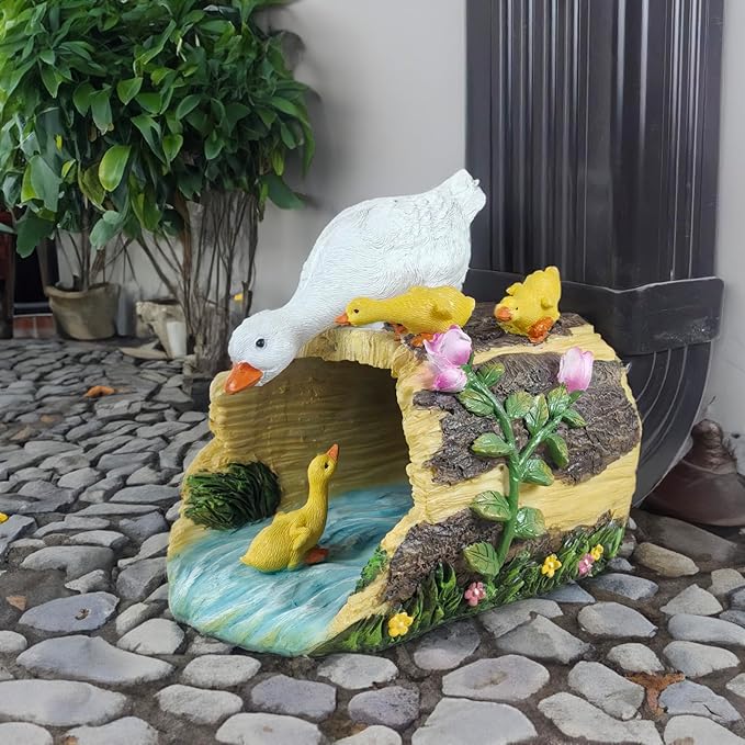Duck Sculpture Gutter Diverter Rain,Deco Gutter Extension Downspout, Eco-Friendly Resin Statue Gutter Extender Diverter,Splash Block, Perfect Rain Gutter Downspout Extension for 3"x4" Downspouts