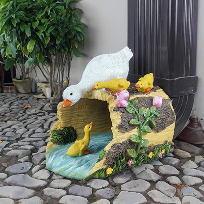 Duck Sculpture Gutter Diverter Rain,Deco Gutter Extension Downspout, Eco-Friendly Resin Statue Gutter Extender Diverter,Splash Block, Perfect Rain Gutter Downspout Extension for 3"x4" Downspouts