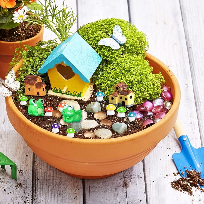 113 PCS Fairy Garden Accessories,Miniature Fairy Garden Accessories Outdoor,Fairy Garden Kit,Fairy Garden Animals, Miniature Figurines,Micro Landscape Ornaments Kit,Garden DIY Kit