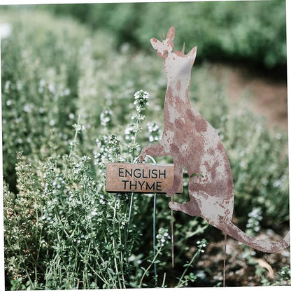 Totority Garden Cat Stake Iron Art Stake Vintage Cat Statue for Outdoor Decor Lawn Ornament