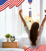 CoTa Global USA Flag Heart Wind Chime - American Flag Patriotic Indoor or Outdoor Windchime Home Decor with Hanging Bells, Handcrafted Glass and Metal Wind Chimes for Yard, Garden, Porch – 36 Inches