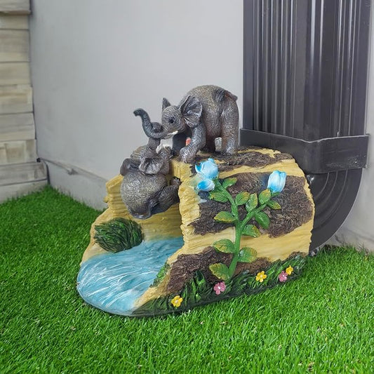 Elephant Statue Gutter Diverter Rain,Deco Gutter Extension Downspout, Eco-Friendly Resin Sculpture Gutter Extender Diverter,Splash Block, Perfect Rain Gutter Downspout Extension for 3"x4" Downspouts