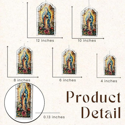 Our Lady of Guadalupe Acrylic Suncatcher, Suncatchers for Window Hanging Ornament, Christian Stained Glass Effect Art Garden Decor for Lover, Gifts for Mother's Day, Mom, Grandma, Wife, Women, Nana