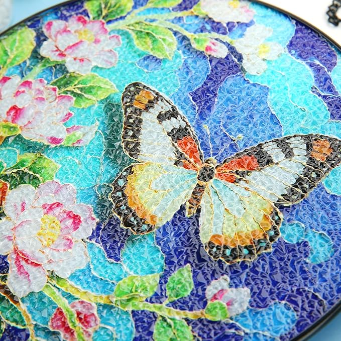 8inch Stained Glass Suncatcher, Butterfly Stained Glass Window Hanging Sun Catchers Ornaments for Indoor Windows Wall Garden Kitchen Home Decor Gifts for Women Birthday Mother's Day Religious Easter