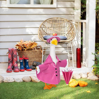 Raincoat Goose Outfits Spring Porch Goose Outfit Summer Yard Clothes for 23" Lawn Outdoor Garden Yard Patio Geese Statue Spring Summer Decor (Pink)
