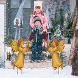 2 Pack Christmas Yard Stakes Metal Stakes 3D Boy and Girl Yard Sign Christmas Outdoor Decorations for Outside Holiday Xmas Winter Ornament Lawn Pathway(Annunciation Angel)