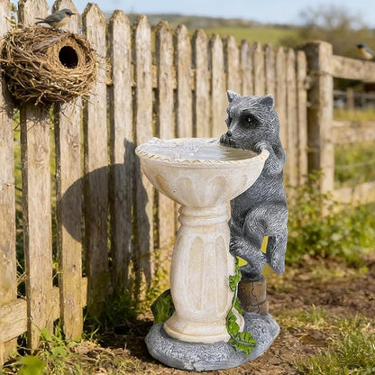 HUYIENO Solar Garden Statue Outdoor Decor Ornament Waterproof Solar Powered LED Lights for Yard, Patio, Lawn Gift for Mom, Women, Housewarming Raccoon