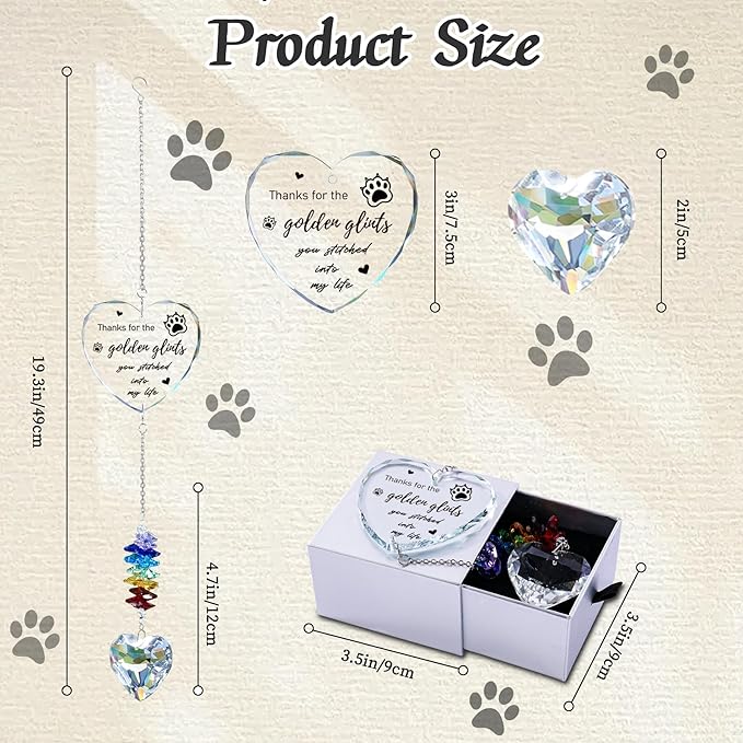 Dog Memorial Gifts for Loss of Dog, Pet Memorial Suncatcher, Pet Sympathy Gifts, Heart Shaped Suncatcher with Personalized Words, Remembrance Bereavement Gift for Loss of Dogs Cats