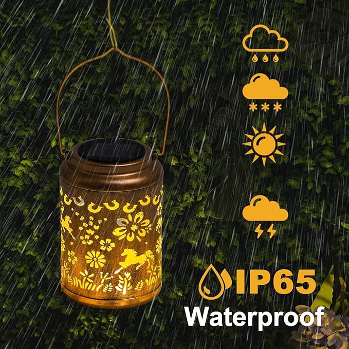 Janinka Horse Solar Wind Chimes for Outside, 35'' Memorial Wind Chimes Horse Gifts for Women Mom Grandma, Metal Decorative Solar Lantern Windchimes Outdoors Unique Gifts for Garden Decor