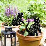 Metal Garden Stakes Decorative, Black Cat Silhouette Yard Decorations Outdoor Decor Patio Lawn Ornament Art for Women/Men/Cat Lovers Gifts