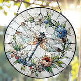 Dragonfly Sun Catcher 6.3‘’ Dragonfly Gifts for Women Stained Glass Window Hanging Sun Catchers Indoor Window Wall Decor Handmade SunCatcher Decoration for Garden Home Housewarming Gifts