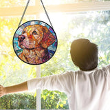 DASTOLL Stained Glass Window Hanging, Cute Dog Abstract Sun Catchers Colorful Glass Panel Texture Suncatcher Decor for Birthday for Women, Men, Wife, Aunt, and Mom 14.9x14.9 in