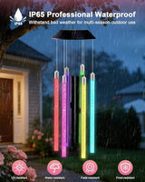Nacome Solar Wind Chime Outdoor Indoor: Unique Gifts for Mom Grandma Women - Automatic LED Color Changing Light IP65 Waterproof Outside Decor for Garden Patio Balcony Porch(Black)