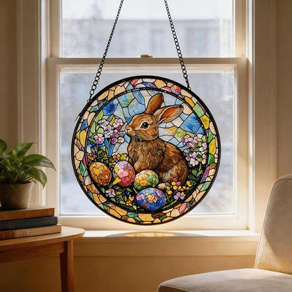 Sun Catcher Stain Glass,Rabbit Suncatcher Stained Glass Decor for Window Hanging, Gardening Gifts for Women with 7.9 Inch
