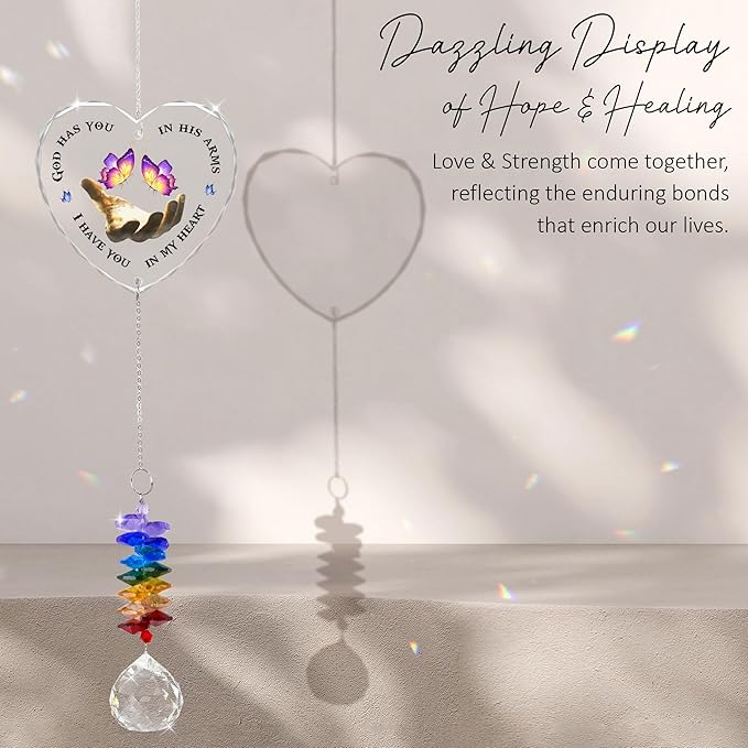 Glass Ornament Suncatcher - I Have You in My Heart - Sympathy Gift for Loss of Loved One - Grief Heaven Keepsake - Mother's Day for Mom Dad Sisters Brothers Grandparents